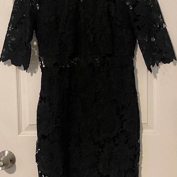 Sexy Black Dress with Lace Overlay - Picture 1 of 3
